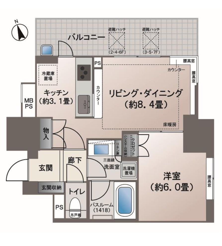 大阪 / 森之宮站 / 1房2廳 / 41.2㎡(12.4坪)