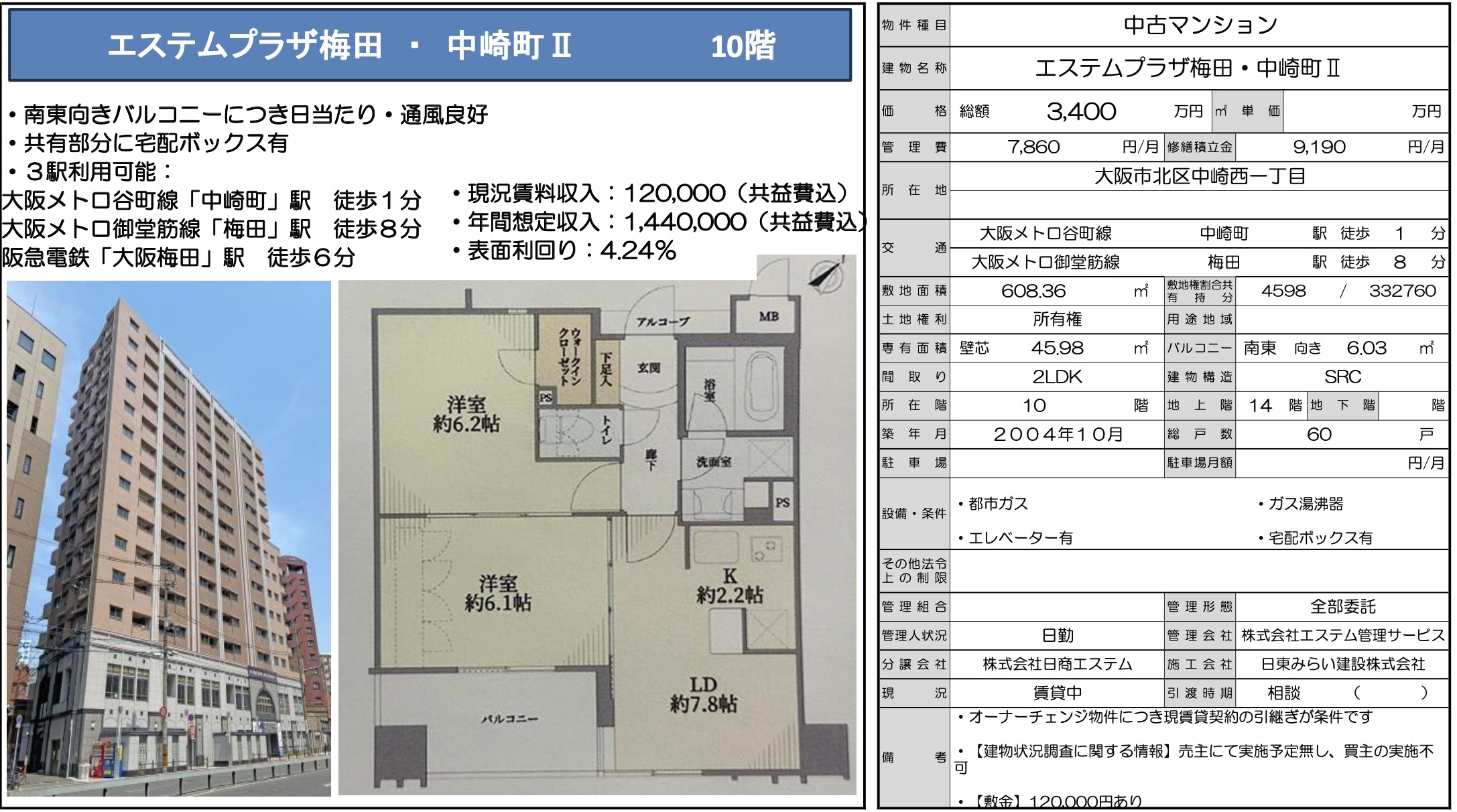 大阪 / 大阪梅田站 / 2房2廳 / 46㎡(13.90坪)