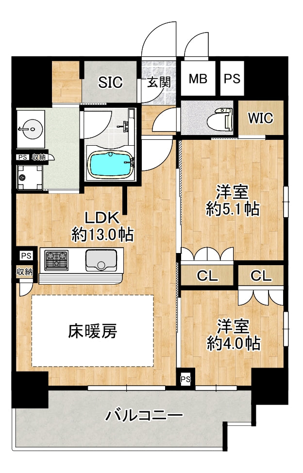 大阪 / 肥後橋站 / 2房2廳 / 55.00㎡(16.63坪)