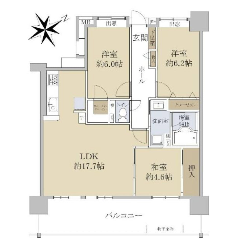 福岡 / 南福岡站 / 3房2廳 / 77.9㎡(23.5坪)