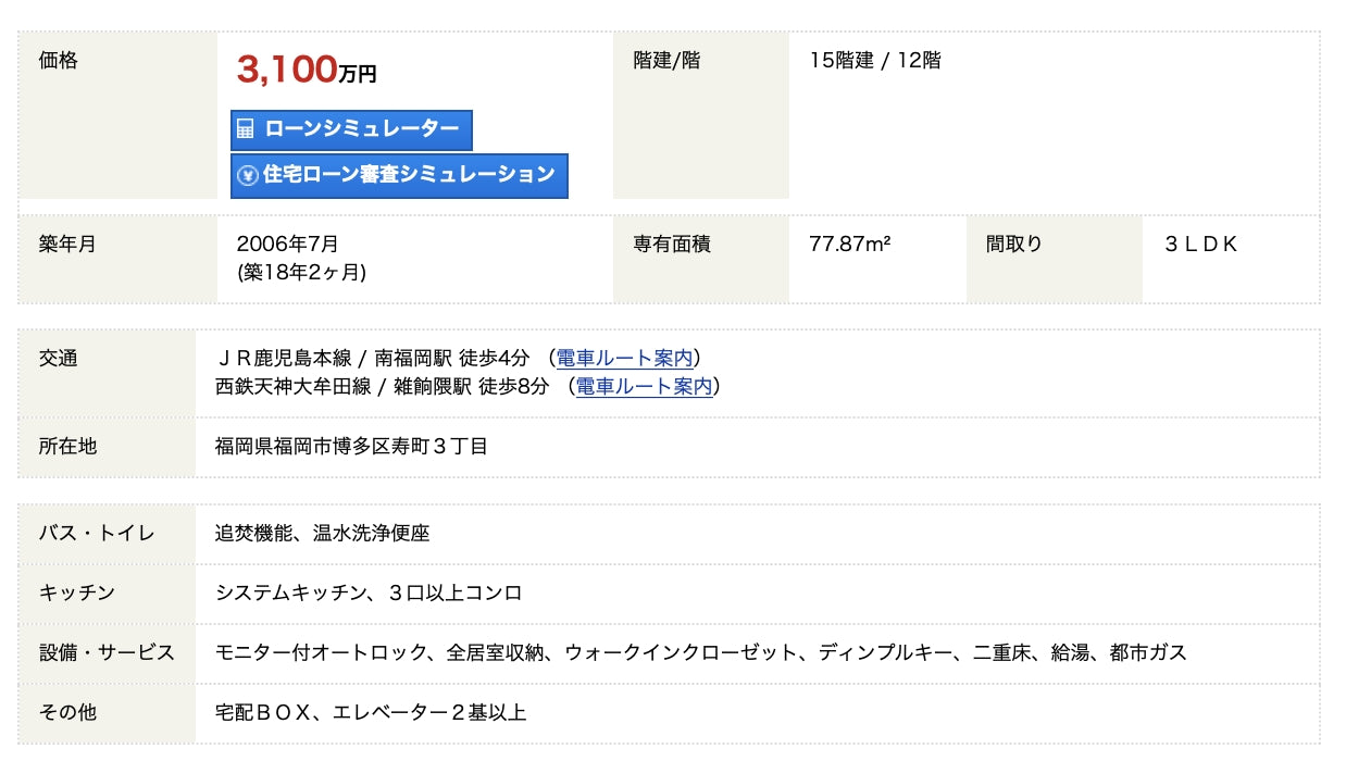 福岡 / 南福岡站 / 3房2廳 / 77.9㎡(23.5坪)