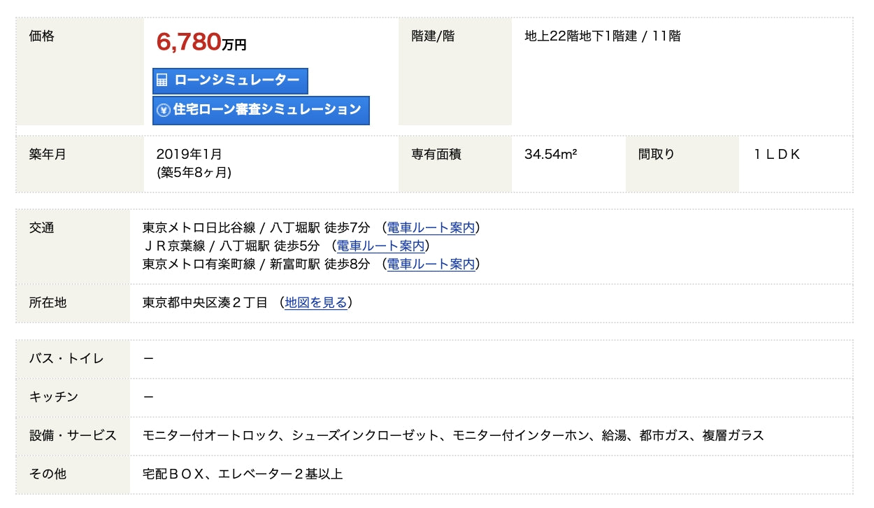 東京 / 中央區 / 1房2廳 / 34.5㎡(10.4坪)