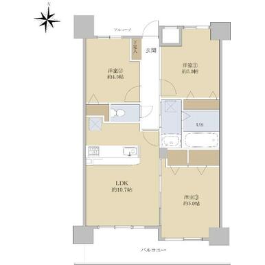 大阪 / 駒川中野站 / 3房2廳 / 58.35m²(17.65坪)