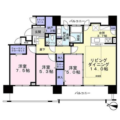 札幌 / 桑園站 / 3房2廳 / 82.25m²(24.88坪)