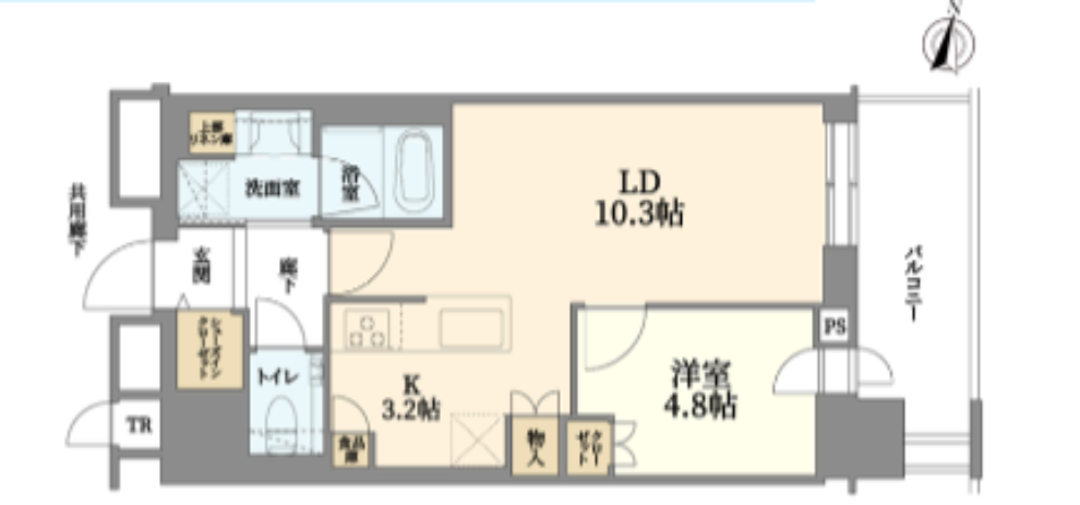 札幌 / 札幌站一分鐘 / 1房2廳 / 44.8㎡(13.5坪)