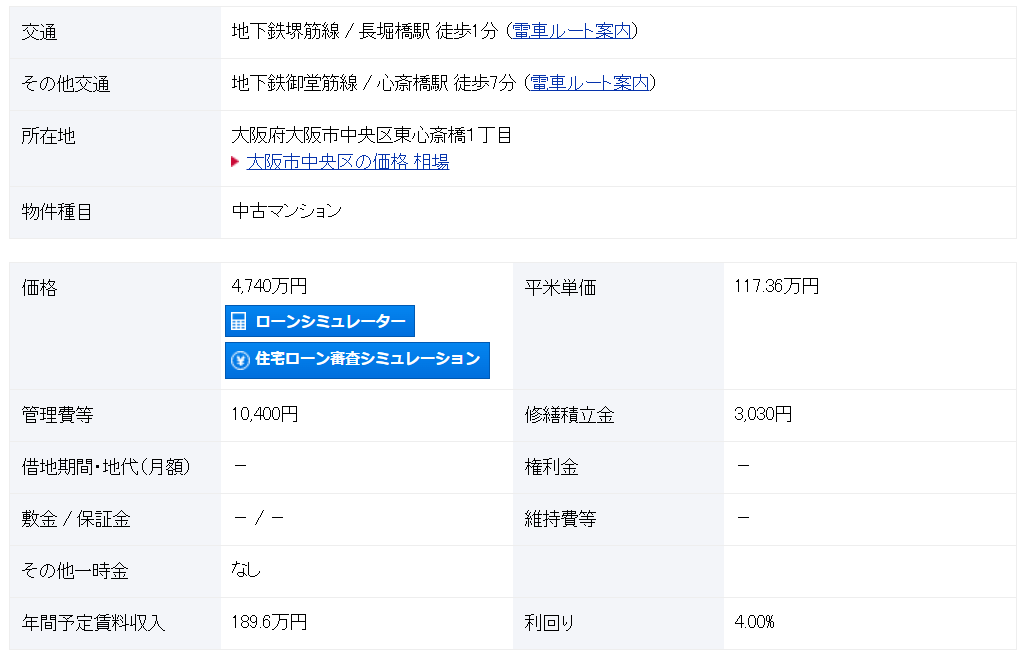 大阪／心齋橋站／1房2廳／40.39m²(12.21坪)