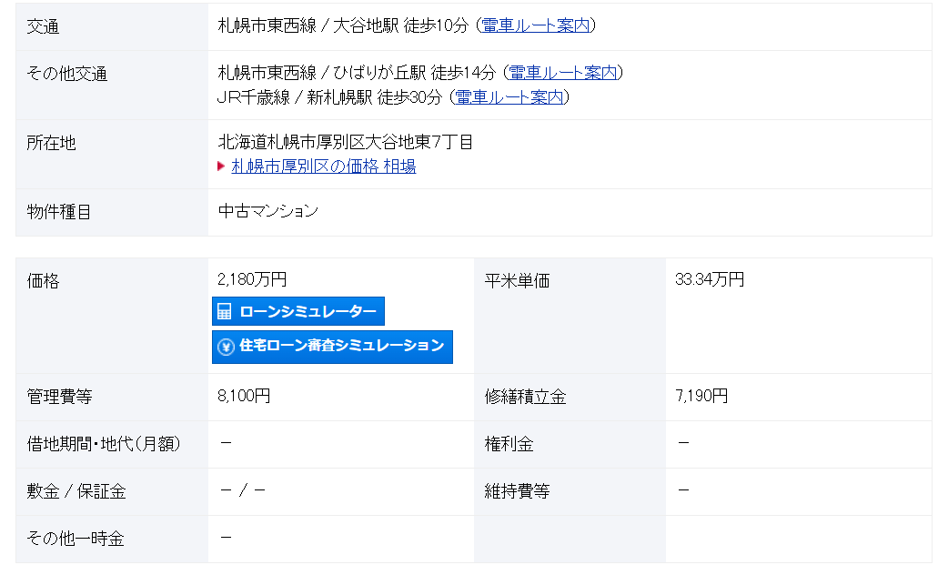 札幌 / 大谷地站 / 3房2廳 / 65.40m²(19.78坪)