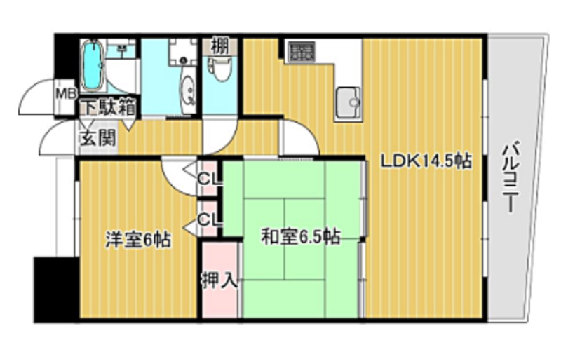 大阪／福島站／2房2廳／60.45ｍ²(18.28坪)