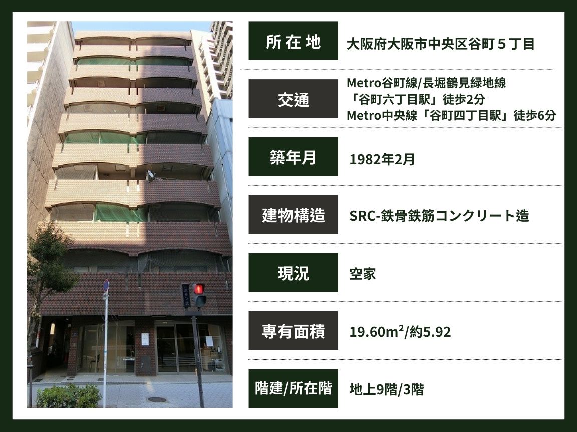 大阪 / 谷町六丁目站 / 套房含廚房 / 19.60m²(5.92坪)