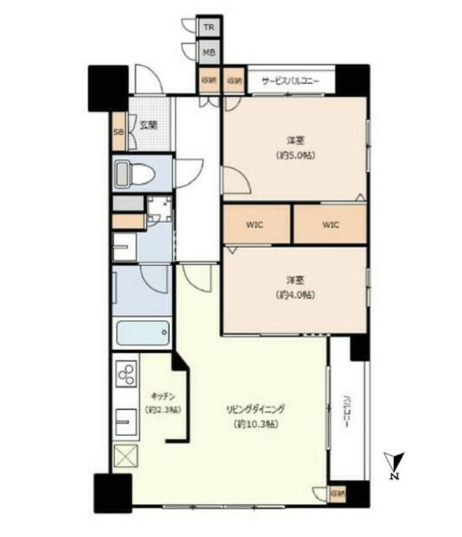 大阪 / 堺筋本町站 / 2房2廳 / 53.89㎡(16.30坪)