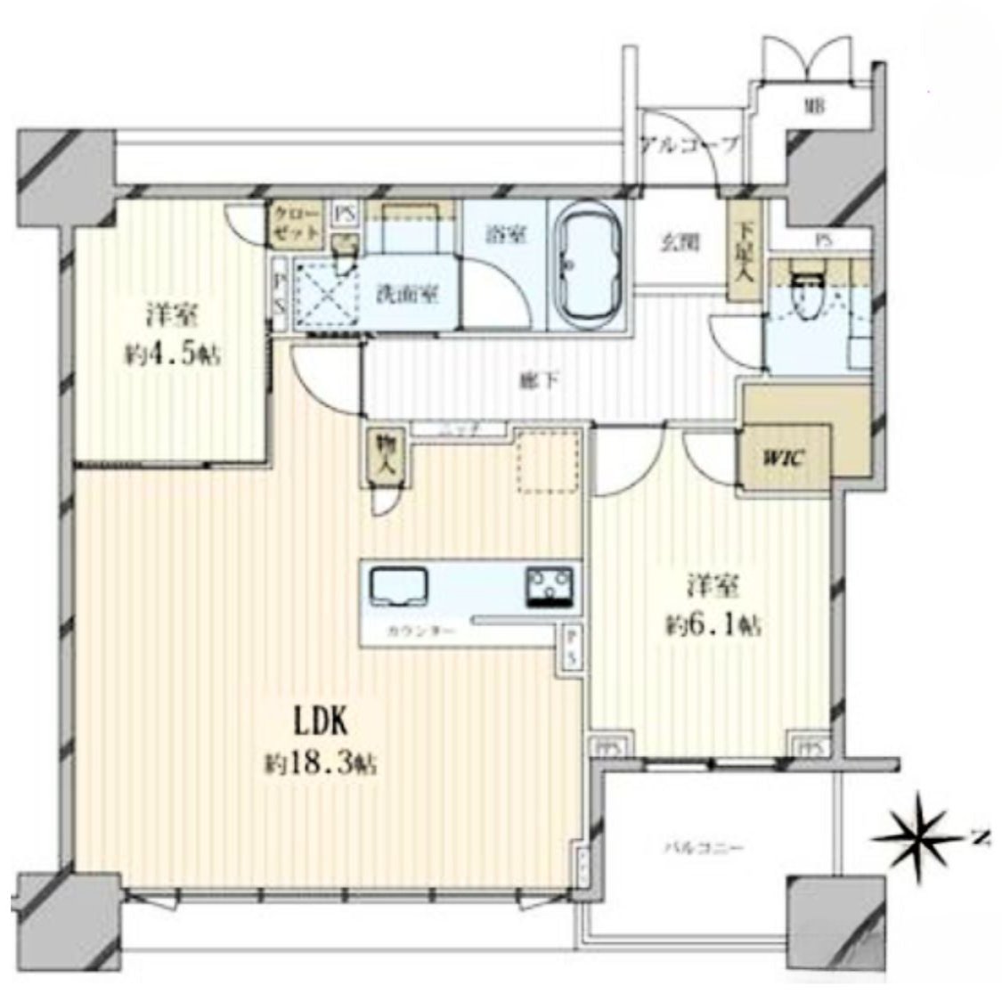 大阪 / 大國町站 / 2房2廳 / 65.60m²(19.84坪)