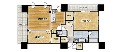 札幌 / 北13條站 / 2房2廳 / 62.46m²(18.89坪)